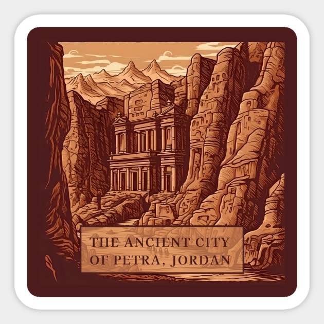 The Ancient City of Petra, Jordan illustration Sticker by KOTYA